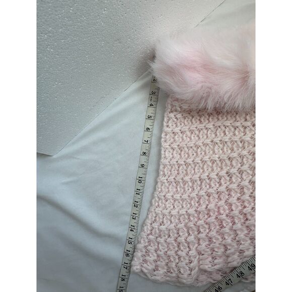 Pink Knit Faux Fur Trim Cover Top One Size Barbiecore Scarf Poncho Girly Y2K - Picture 9 of 9
